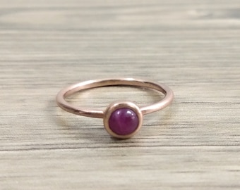 Natural Ruby Sterling Silver Stackable Ring Rose gold Plated / Gold Plated, Minimalist July Birthstone ring, Size 2-15