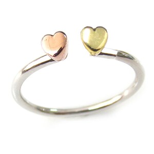 Double Heart Sterling Silver Stackable Ring Size 2-15, Choose Your Style