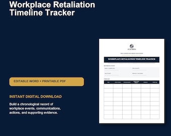Workplace Retaliation Timeline Tracker | Editable Event Log Template
