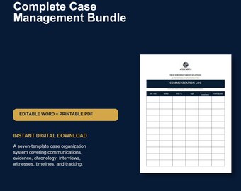 Complete Case Management Bundle | 7 Editable Investigation Templates