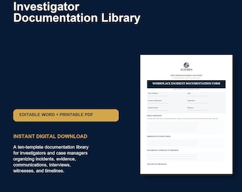 Investigator Documentation Library | 10 Editable Case Templates