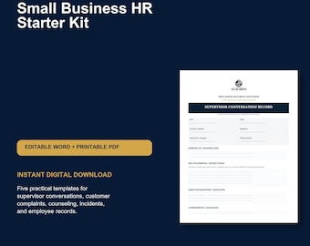 Small Business HR Starter Kit | 5 Editable Employee Templates
