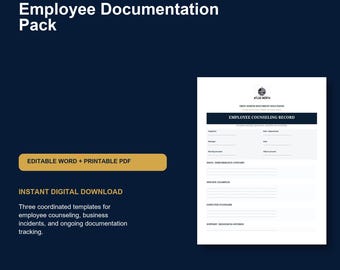 Employee Documentation Pack | 3 Editable HR Record Templates