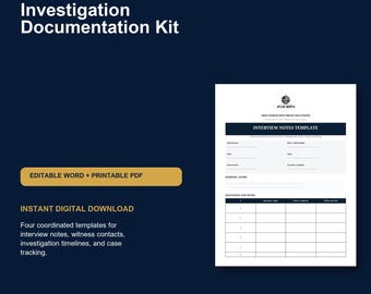 Investigation Documentation Kit | 4 Editable Case Templates