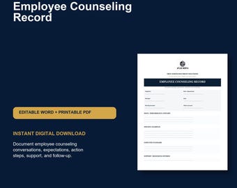 Employee Counseling Record Template | Editable HR Meeting Form