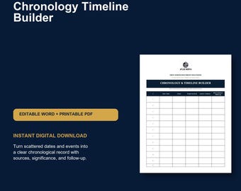 Chronology Timeline Builder | Editable Event Tracking Template