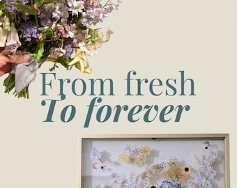 Flower Bouquet Preservation | Pressed Flower Art | Framed Bouquet | Bouquet Keepsake