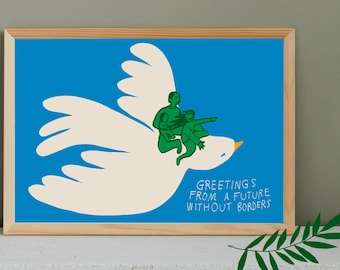 Poster "Free Bird No Borders" da appendere al muro.
