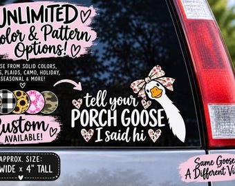 Pegatina de ganso para coche / Calcomanía de ganso personalizada / Calcomanía para ventana trasera / Divertida pegatina de vinilo de ganso / Estilo cottagecore / Belleza sureña / Lindo