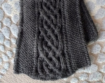 Handknit Scarf in Royal Alpaca "Vancouver Island" with cables and seed stitch for men or ladies - MADE TO ORDER