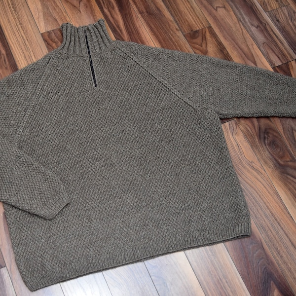 Qiviut Sweater for men or women "Pyramid Mountain", hand knit in seed stitch and turtle neck, plus zipper - MADE TO ORDER