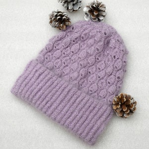 Hat for ladies/women &quot;Everleigh Island&quot; hand knit in soft and warm angora blend READY TO SHIP