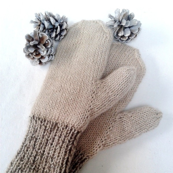 Mittens for women - hand knit in qiviut (inner layer) and royal alpaca (outer layer) "Mount Garibaldi" - MADE TO ORDER
