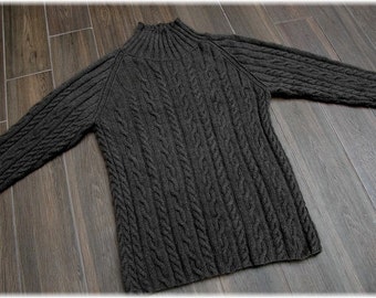 Qiviut Sweater for men or women "Whistler Mountain", hand knit (under down of muskox) with cables and turtle neck - MADE TO ORDER