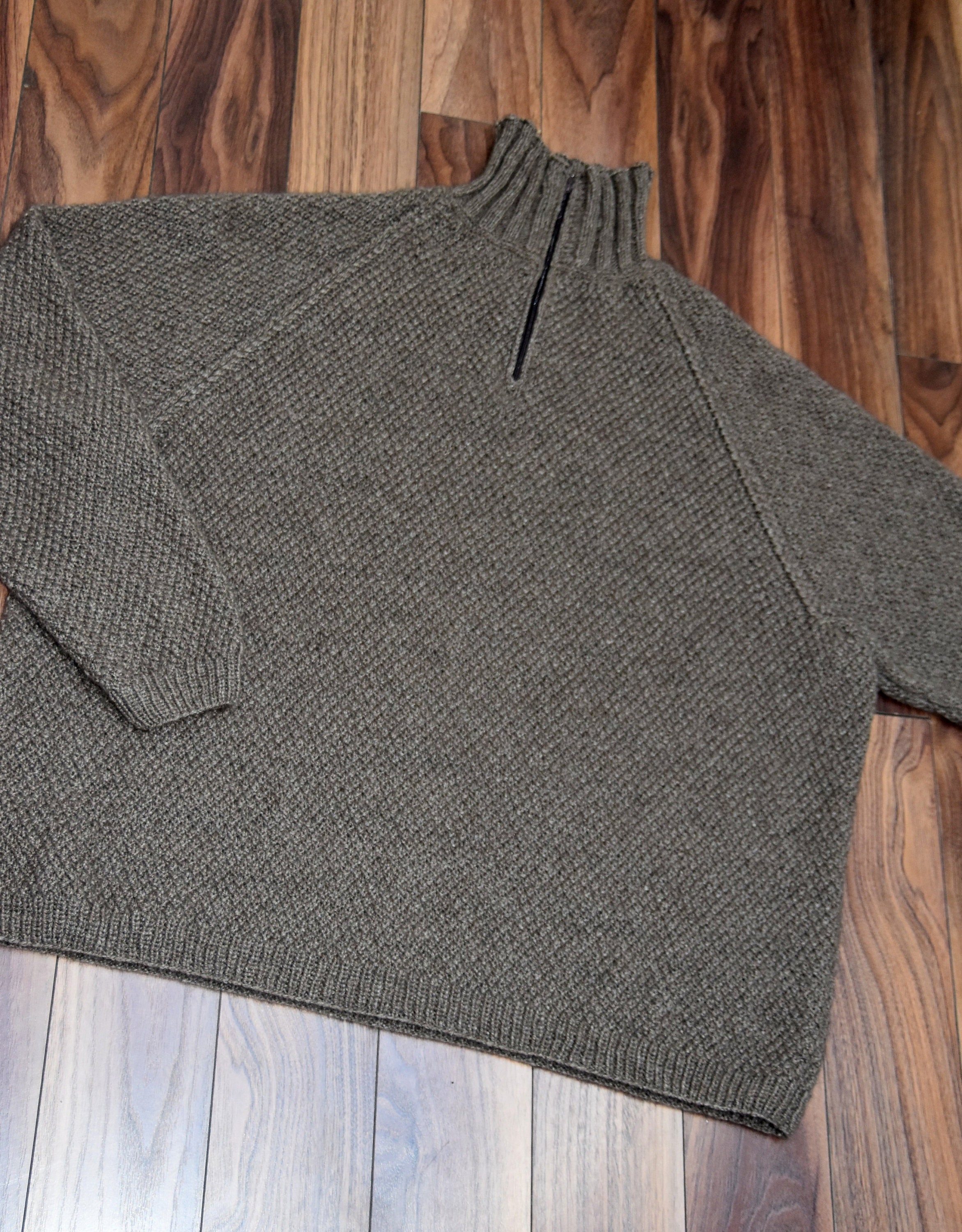 Qiviut Sweater for Men or Women pyramid Mountain, Hand Knit in Seed