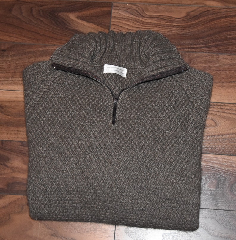 Qiviut Sweater for Men or Women pyramid Mountain, Hand Knit in Seed