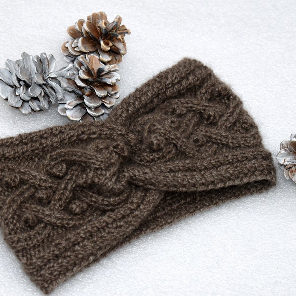 Qiviut muskox headband / ear warmer women / ladies "Mayne Island Knot" hand knit with cables and bobbles MADE TO ORDER