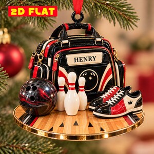 Personalized Bowling Christmas Ornament, Custom Name Bowling Bag Ornament, Bowling Player Gift, Bowling Lover Gift, Sports Christmas Decor