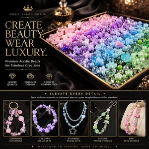 210–270PCS Assorted Acrylic Bead Charms, Cute Colorful Beads for Bracelet Making, DIY Jewelry Making Supplies, 4-Color Craft Bead Set