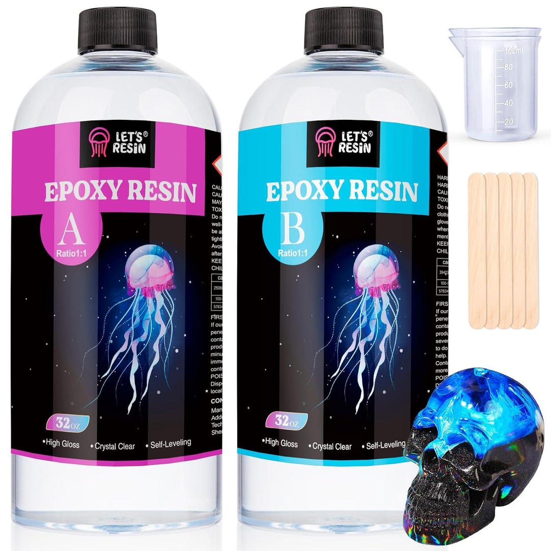 Translucent Epoxy 1/2 Gallon Crystal Clear Epoxy Resin Kit, DIY Resin Art Supplies ...