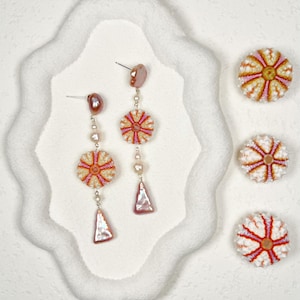 Nature’s One of a Kind Real Rainbow Button Shells & Natural Baroque Pearls Earrings