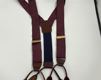 CAS Suspenders Adjustable Leather Brass Clip On Braces West Germany