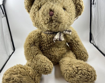 Padsworth Bear By Russ Brown Plaid Bow 18” Head To Foot 12” Seated Vintage 90s