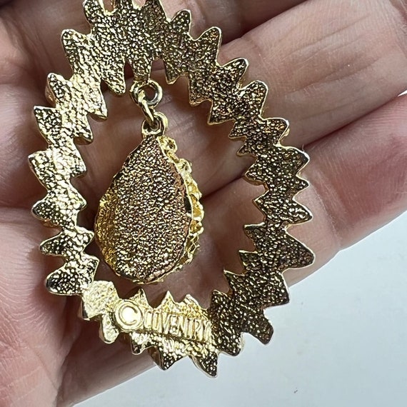 Sarah Coventry Pendant Necklace Gold Tone Texture… - image 3
