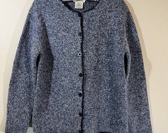 Talbots Wool Blend Cardigan Sz Small Sweater Blue Button Down Long Sleeve