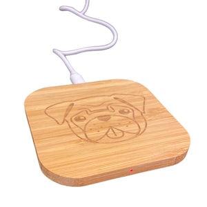Pug Gift, Pug Lovers, Wireless Phone Charger w/ Pug Art