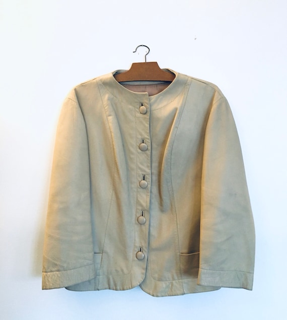 Vintage 90 beige leather jacket
