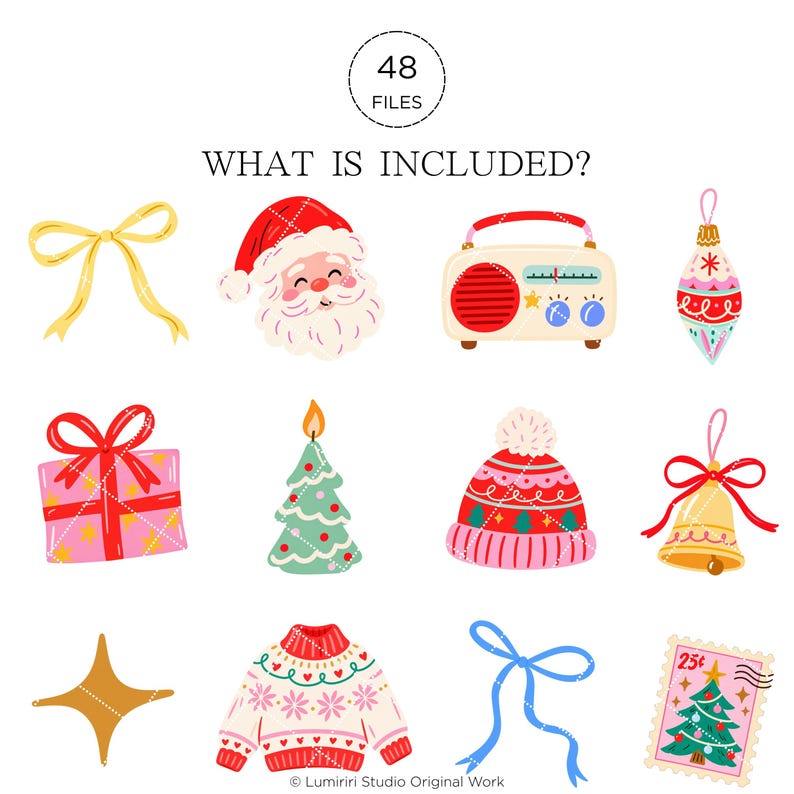 Holly Jolly Christmas Clipart Bundle, 48 PNG Files, Colorful Holiday ...