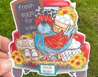 Fresh Egg Sticker, Egg dealer decal, Chicken Eggs, Chicken Truck