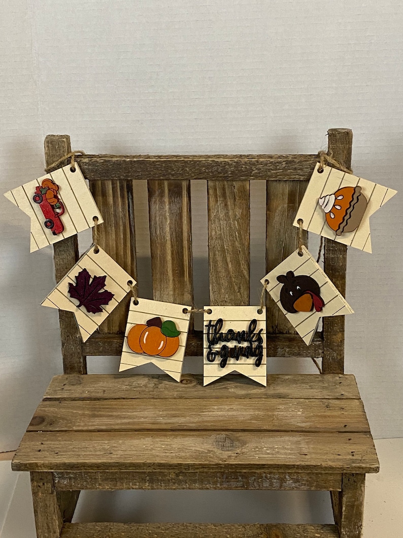 Thanksgiving, farmhouse decor, fall pumpkins, Thanksgiving tiered tray decor T16 image 4