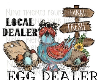 Local Egg Dealer, silkie chicken, sublimation print, chicken png