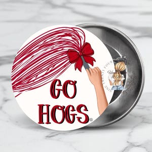 UARK Game Day Button: Go Hogs Football Accessories