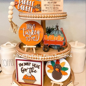 Thanksgiving, farmhouse decor, fall pumpkins, Thanksgiving tiered tray decor T16 image 1