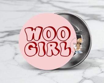 Woo Girl Game Day Button - UARK Razorbacks Football Accessories