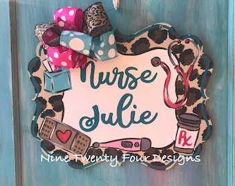 Leopard Nurse Door Hanger: Personalized Clinic Decor