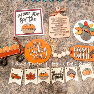 Thanksgiving, farmhouse decor, fall pumpkins, Thanksgiving tiered tray decor T16 image 2