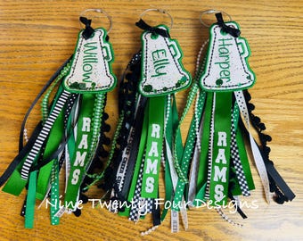 Cheer Bag Tag, Personalized Megaphone Keychain, Embroidered Cheerleader Gift, Backpack Tag