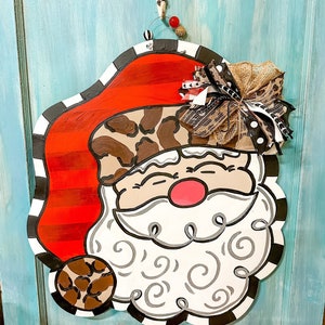 Santa door hanger, christmas door hanger, christmas decor, wood door hanger, holiday door hanger