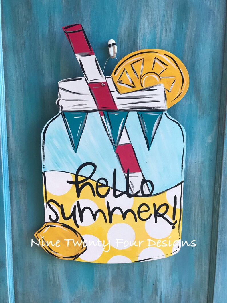 Lemonade Mason Jar Door Hanger Summer Door Hanger Spring Etsy