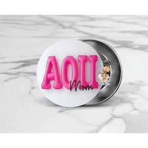 AOII Mom Button Pin, Alpha Omicron Pi Sorority Gift, Greek Life Mom Badge, AOII Parent Accessories