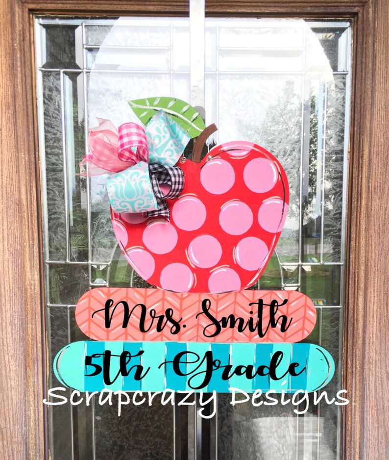 Teacher Apple Door Hanger Teacher Teacher Gift Classroom Etsy