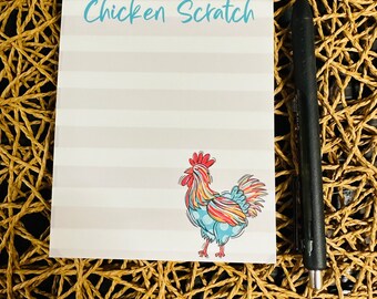 Chicken Notepad Watercolor Printed Note Pad Cute Rooster Desk Accessory ...
