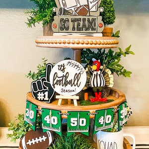 football tiered  tray decor/football decor/football signs/tiered tray signs/football tiered tray/Football decor/Football tray decor