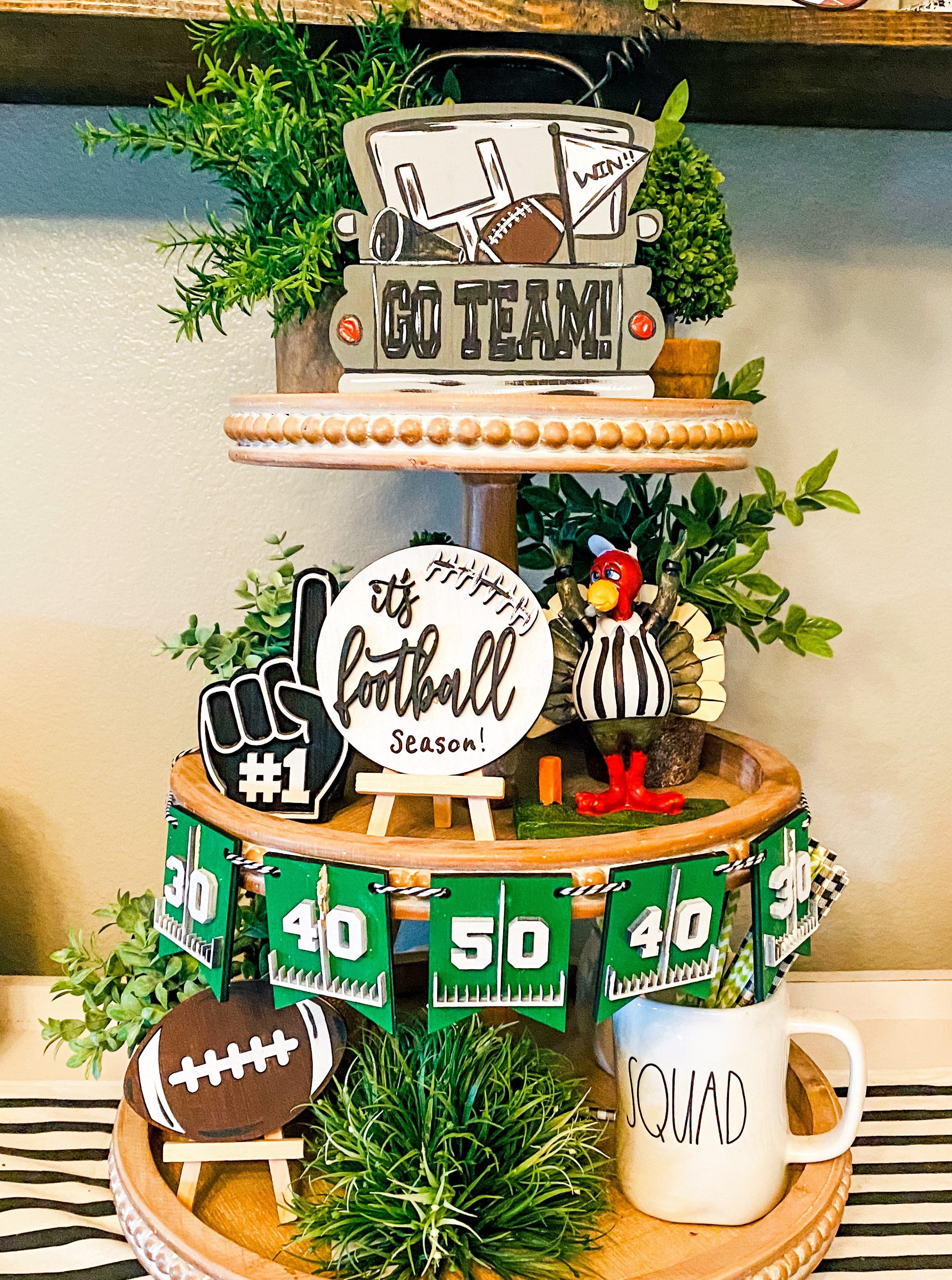 football tiered  tray decor/football decor/football signs/tiered tray signs/football tiered tray/Football decor/Football tray decor