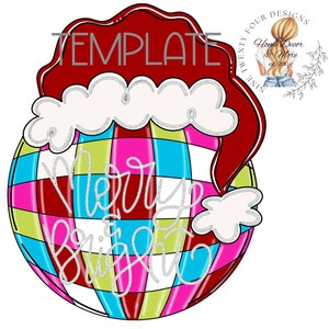 Plantilla de bola de discoteca de Papá Noel preparada para láser, descarga digital, colgador de puerta de Papá Noel, plantilla navideña, svg preparado para láser