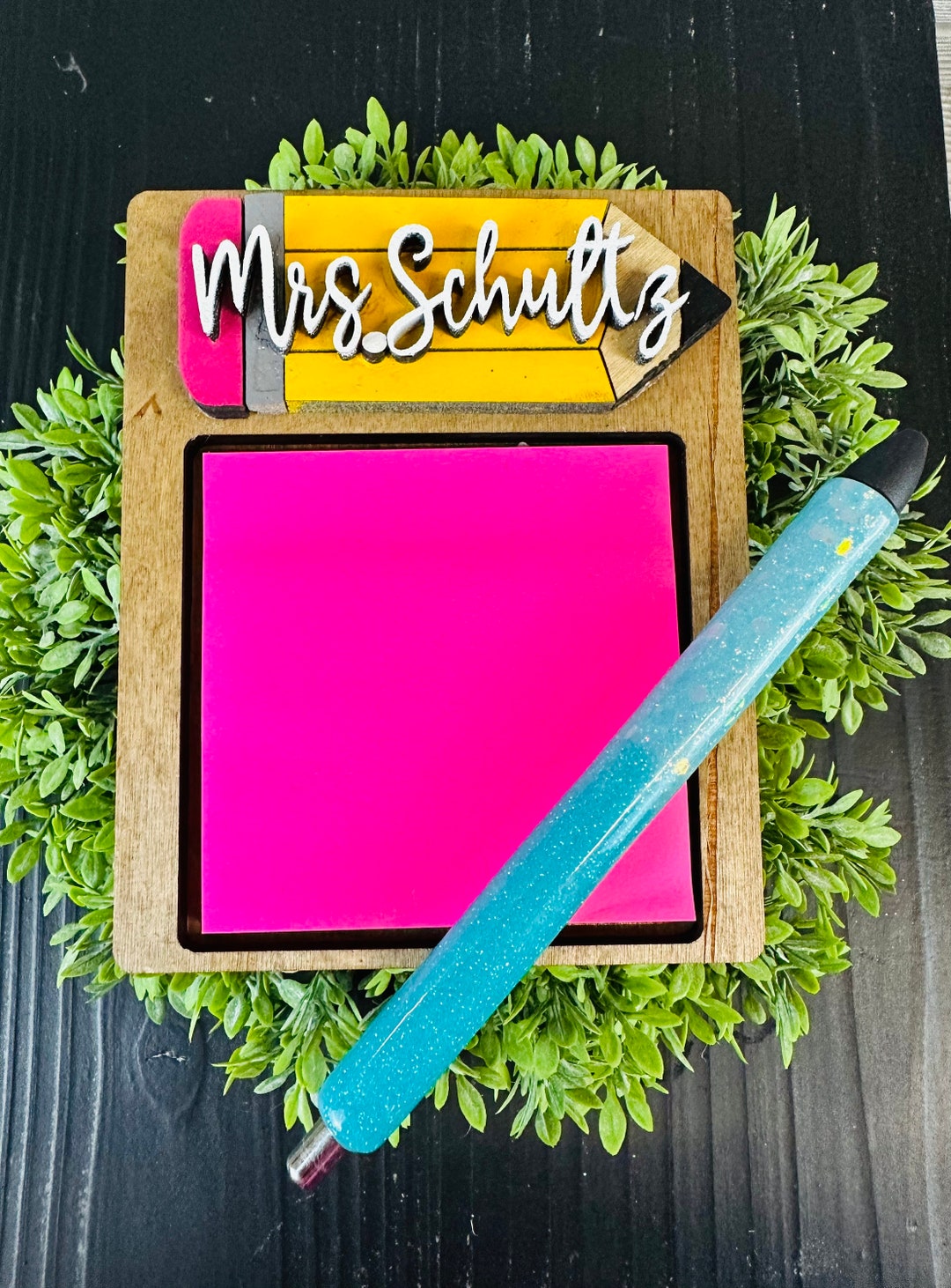 Teacher Sticky Note Holder, Personalized Teacher Gift, Desk Decor